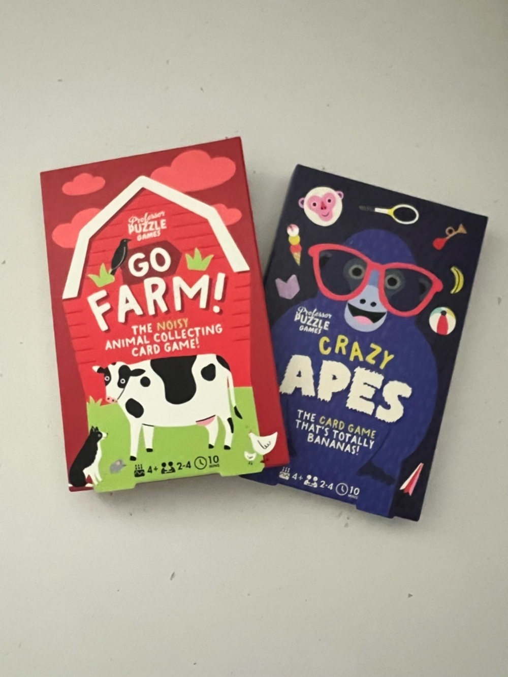 NEW Professor Puzzle Go Farm & Crazy Apes Card Game Bundle Family Travel Games